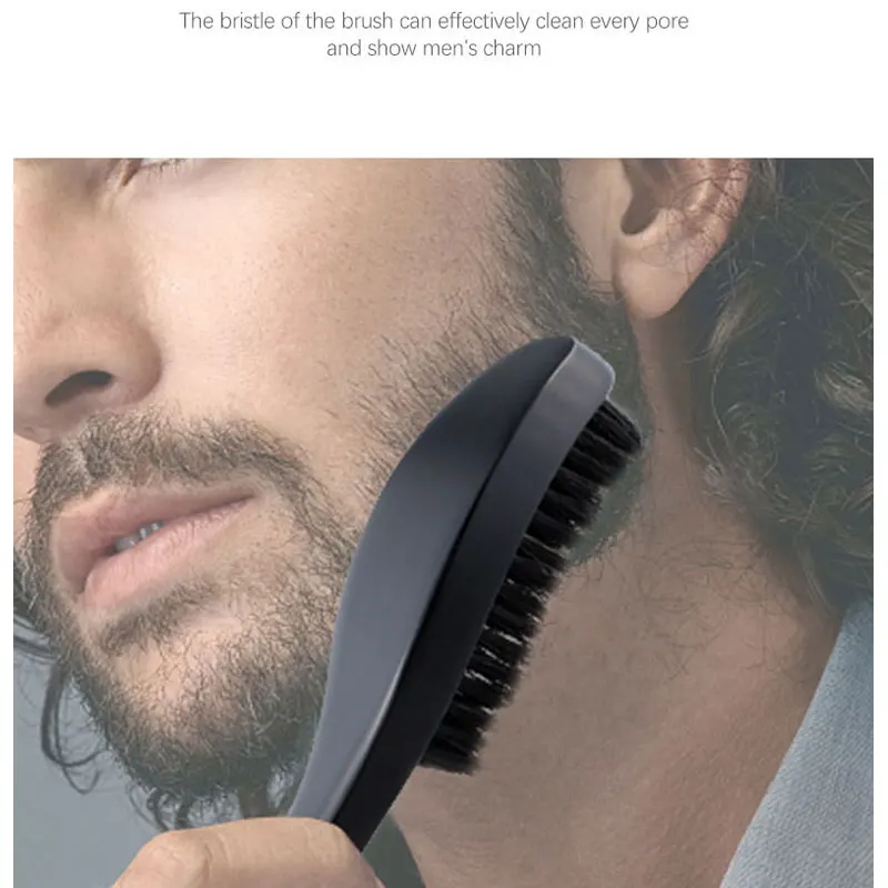 

Long-Handled Pig Bristles Wave Brush Beard Small Curved Brush Cleaning Care Smooth Hair Brush Hair Comb