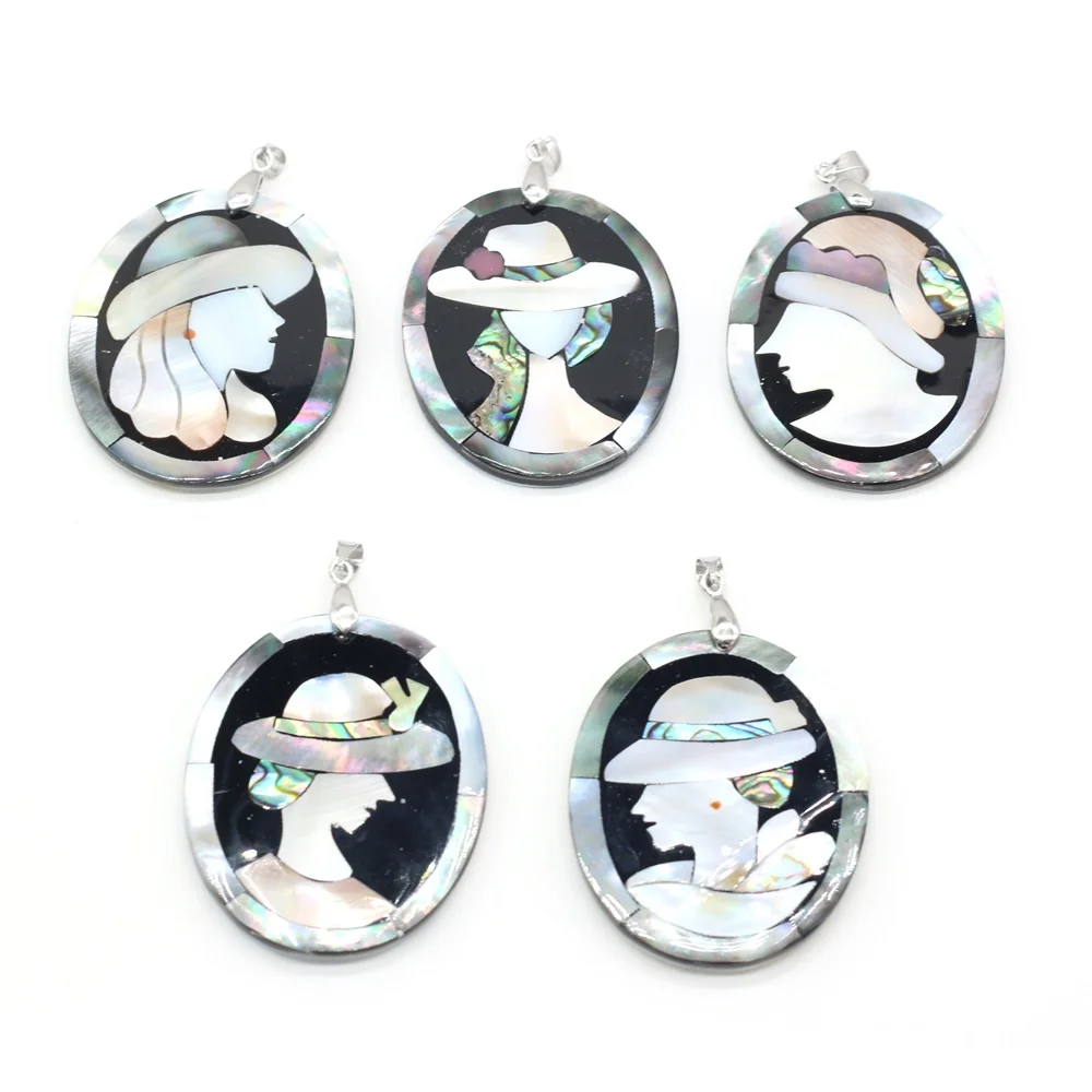 

1pcs New Natural Oval Shell Pendants Charms for Necklace Earrings Jewelry Making Women Party Accessory Gifts Size 42x52mm