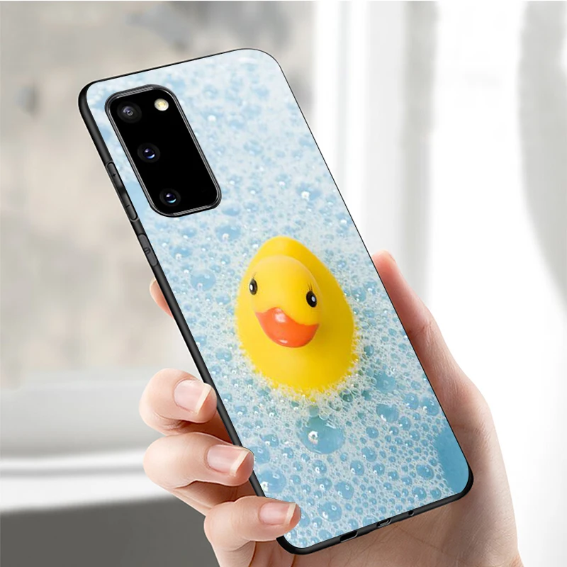 Yellow duck cute Black Silicone Phone Case For Samsung S21 S20 A11 S10 S10E S9 S8 Plus Lite Note10 Note20 Ultra TPU Cover | Мобильные