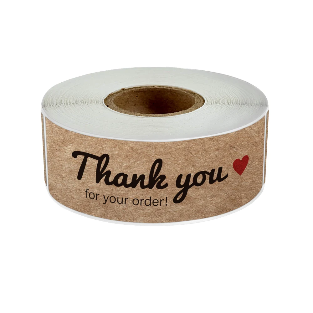 

120 Pcs/Pack Thank You For Your Order Stickers 3x1 Inch Rectangle Labels For Small Business Handmade Decor Kraft Paper Stickers