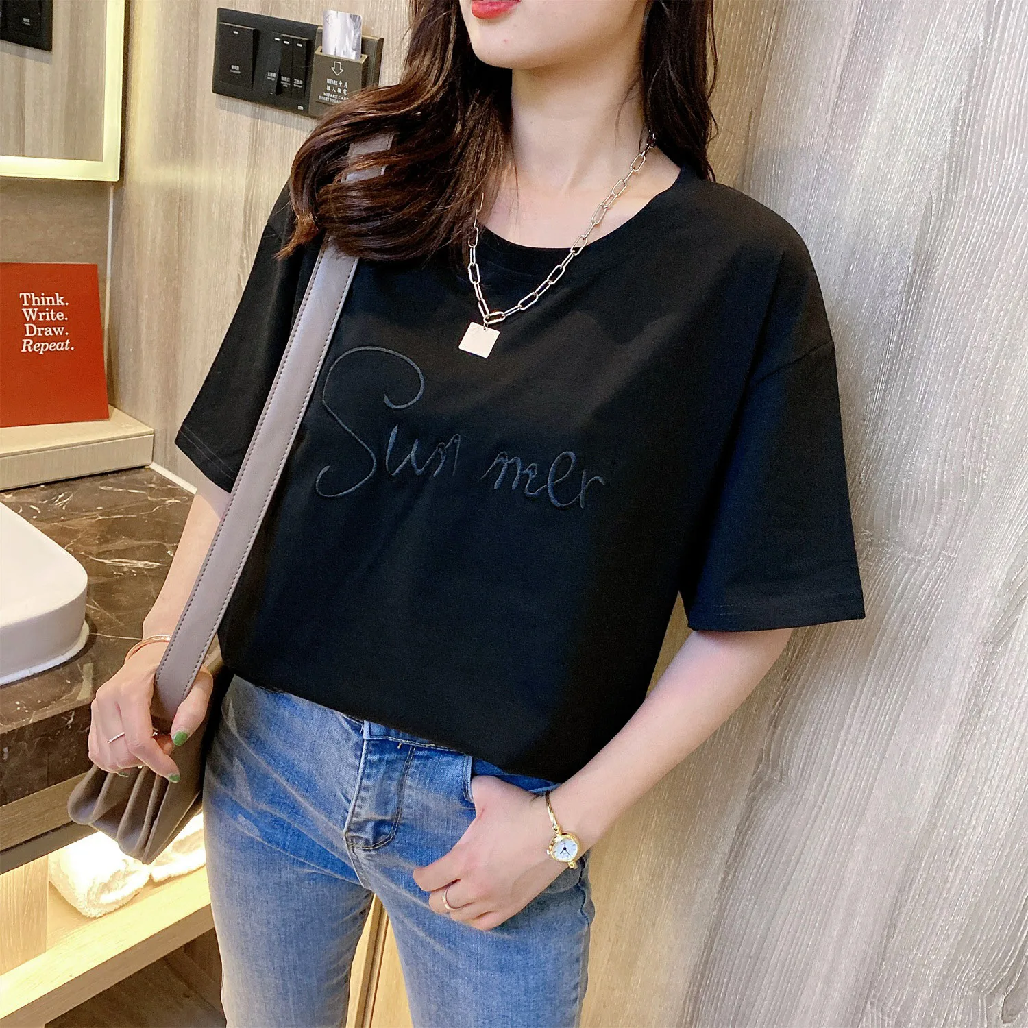 

Classic casual and breathable summer hot selling high quality short sleeve women's soft T-shirt