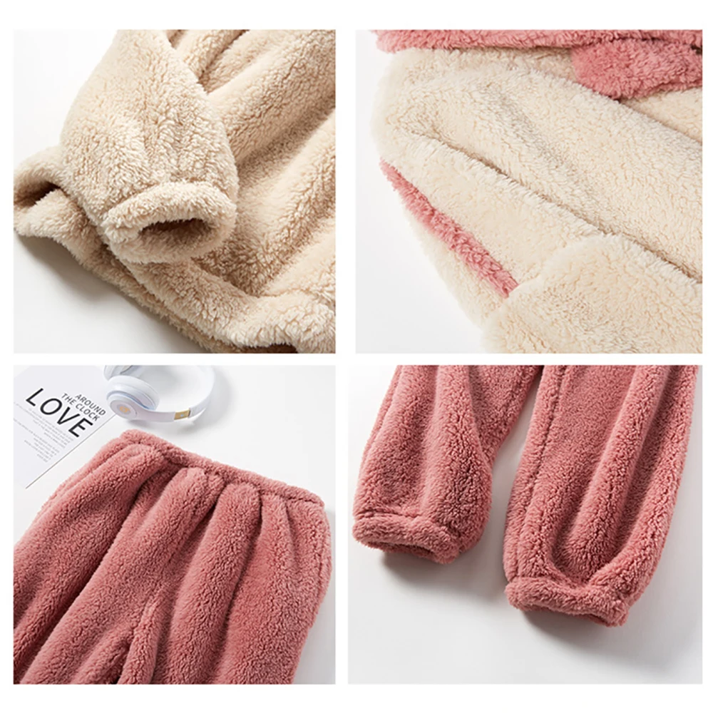 

NEW Winter Warm Korean Flannel Pajama Sets for Women 100% Velvet Fashion Soft Sleepwear Atoff Home PJS Satin Plush Nightwear