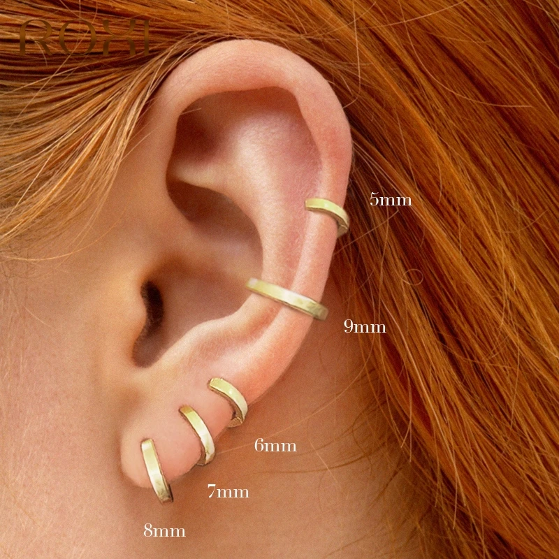 

2021 Minimalism Pendientes Round Glossy Hoop Earrings for Women Cartilage Kolczyki Sterling Silver Fine Jewelry 5/6/7/8/9mm