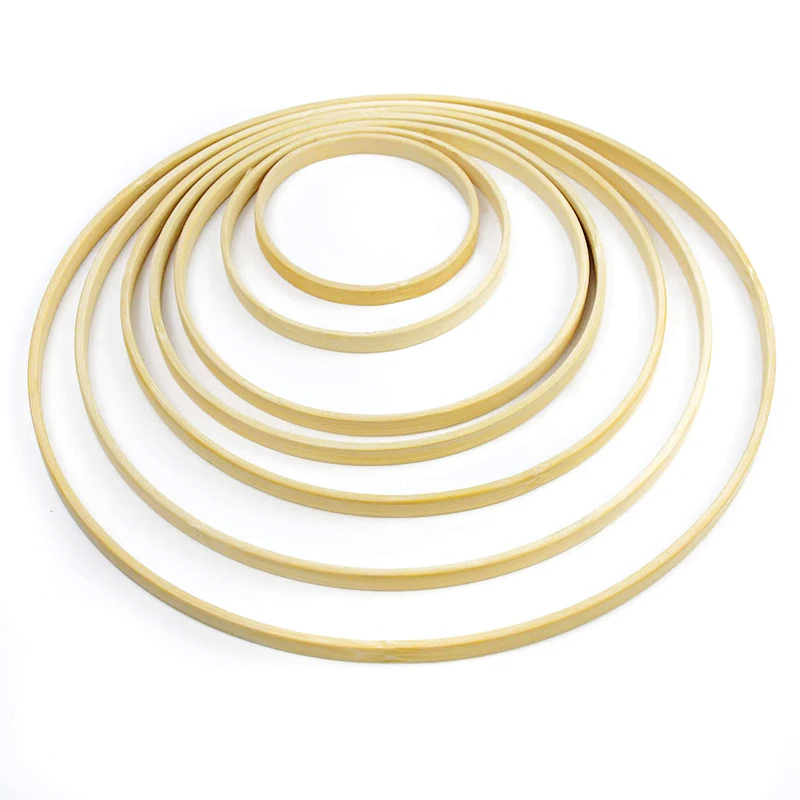 

5 Pieces Wooden Bamboo Floral Circle Hoop Set Macrame Craft Hoop Rings for DIY Flower Wreath Decor Dream Catcher