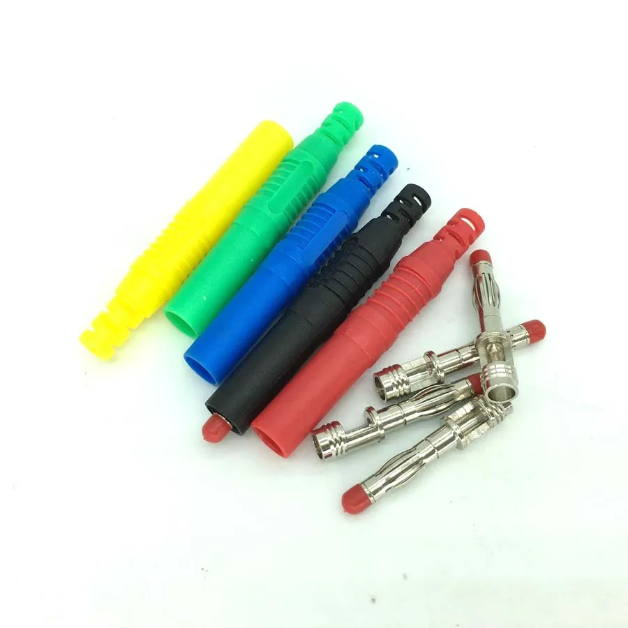 10 шт. цветные защитные изолированные медные штекеры типа банан 4 мм паяльный