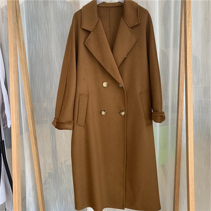 

coat cashmere of new fund of 2020 autumn winters is female long high-end water ripple female overcoat woollen coat