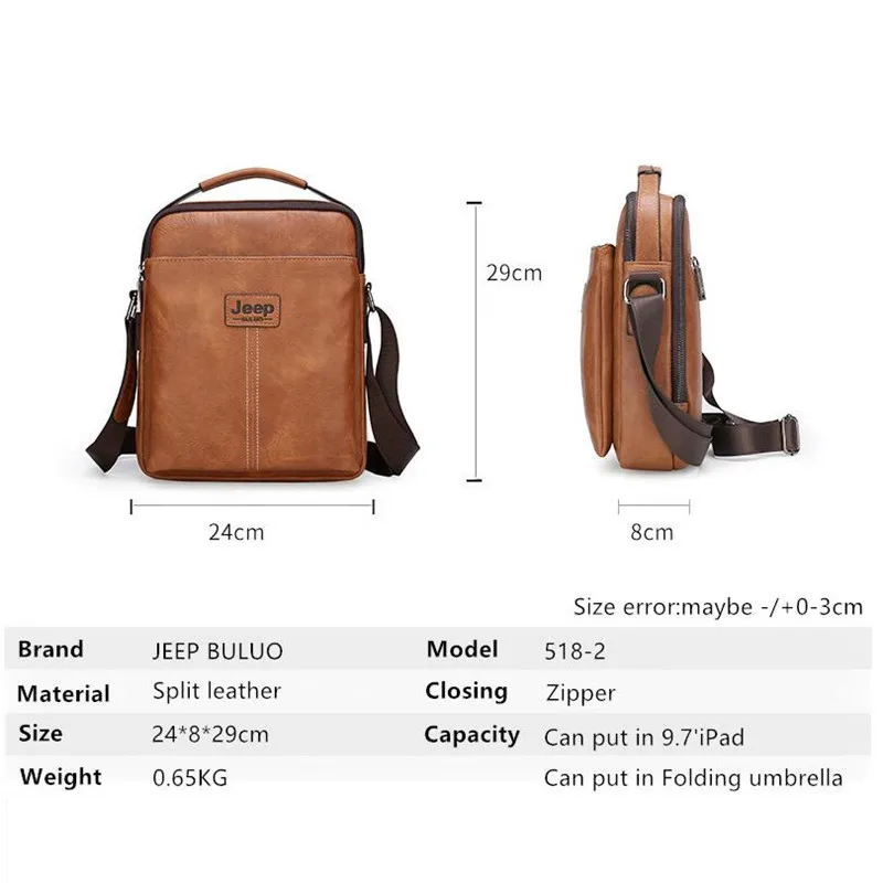 JEEP BULUO Messenger Men Bags Famous Brand Crossbody Shoulder Bag For iPad Hanbags Tote Fashion Casual office Work Male Bags New