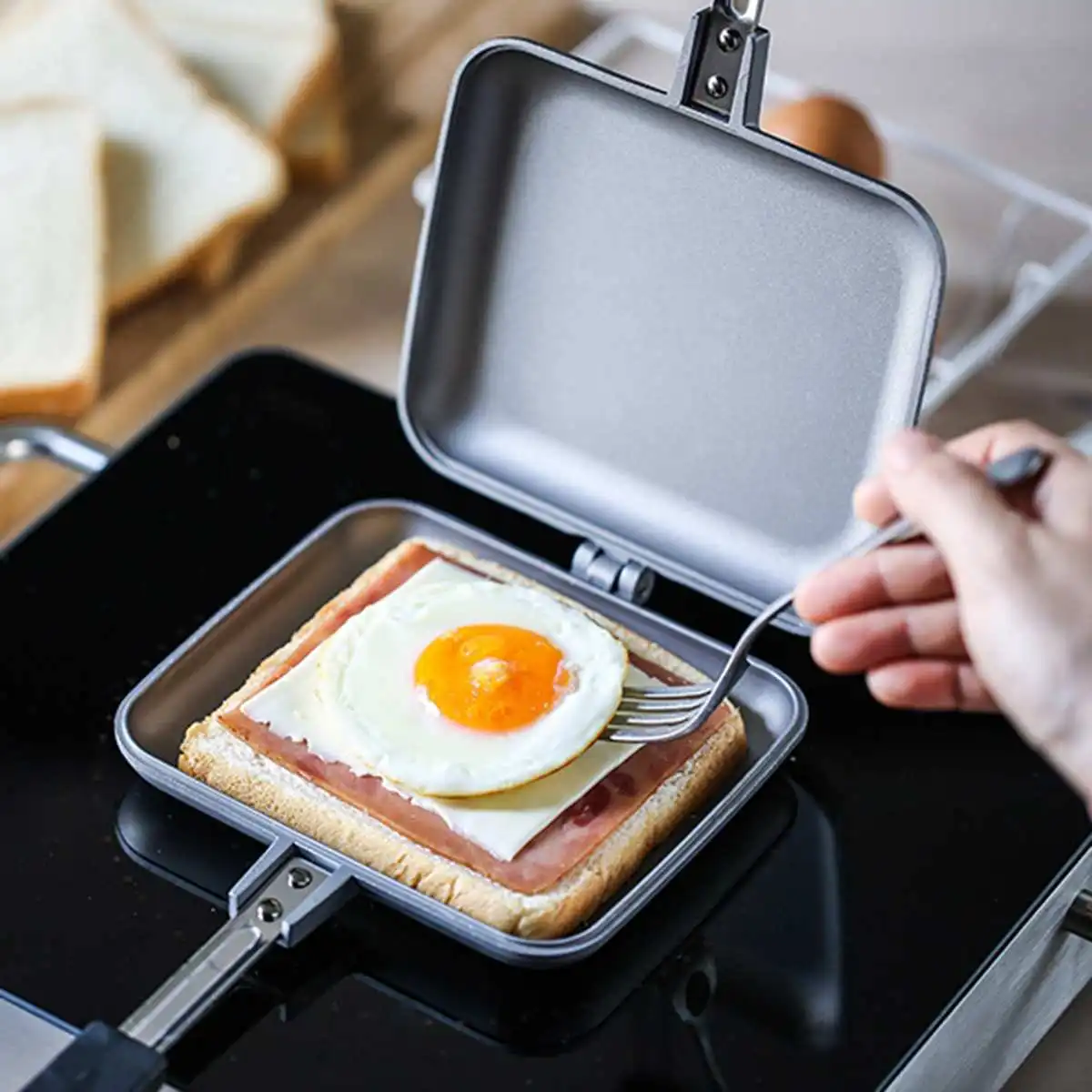 

Gas Non-Stick Sandwich Maker Bread Toast Breakfast Machine Waffle Pancake Baking Barbecue Oven Mold Grill Frying Pan