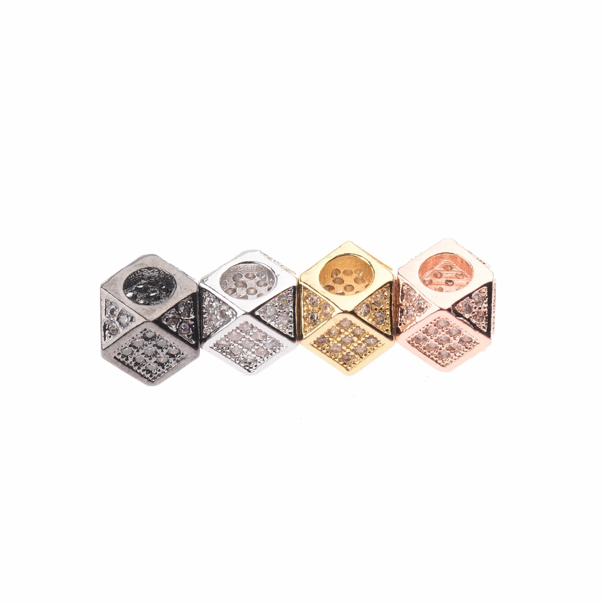 

Fashion Model Charms Micro Zirconia Polygon Diamond Beads for Jewelry Making Metal Copper for Bracelet DIY Wholesale Lots Bulk