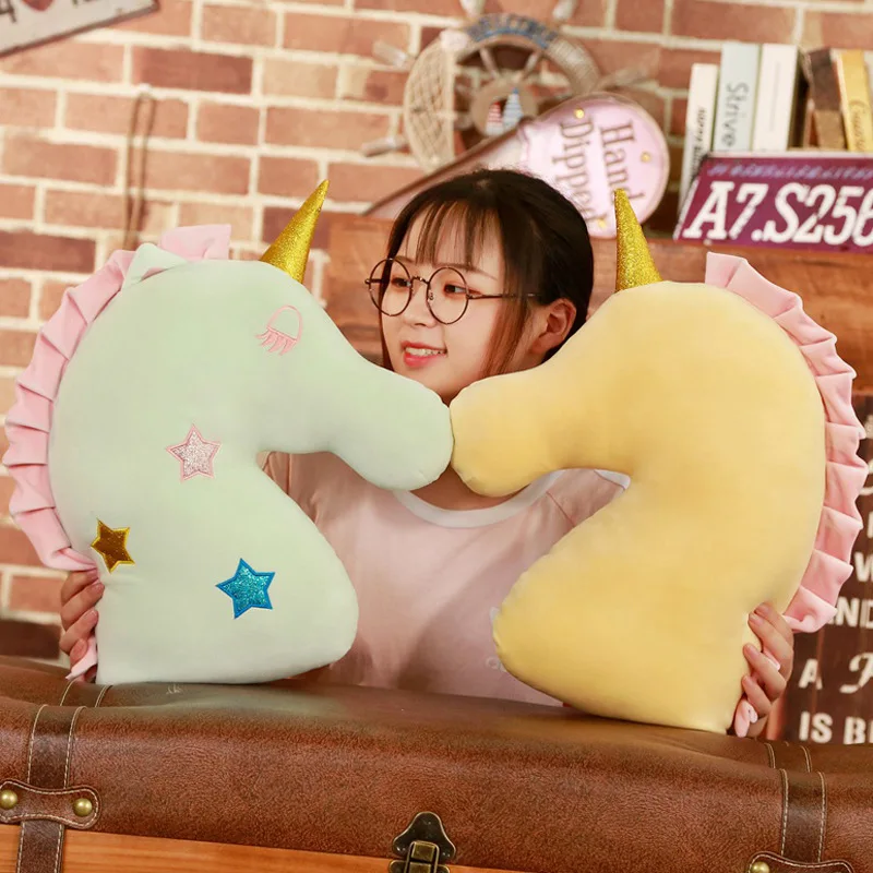 Плюшевая игрушка единорог U-образная дорожная подушка для самолета шеи