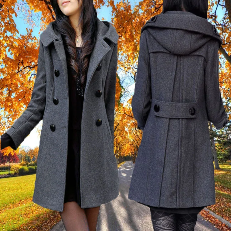 Пальто осень с капюшоном