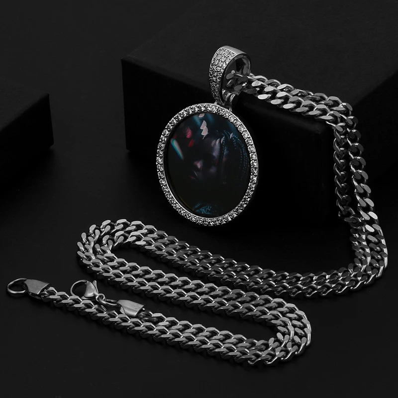 Цепочка мужская с кулоном в стиле хип хоп украшение декором под фото на заказ