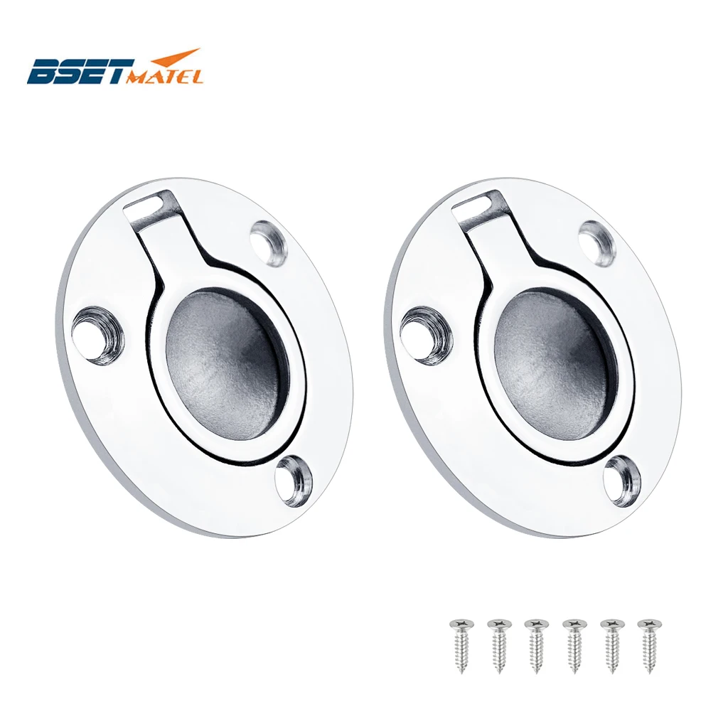 

2PCS 51mm Boat 316 Stainless Steel Round Flush Mount Lift Ring Deck Hatch Latch Pull Lift Handle Pull Ring Hardware Accessories