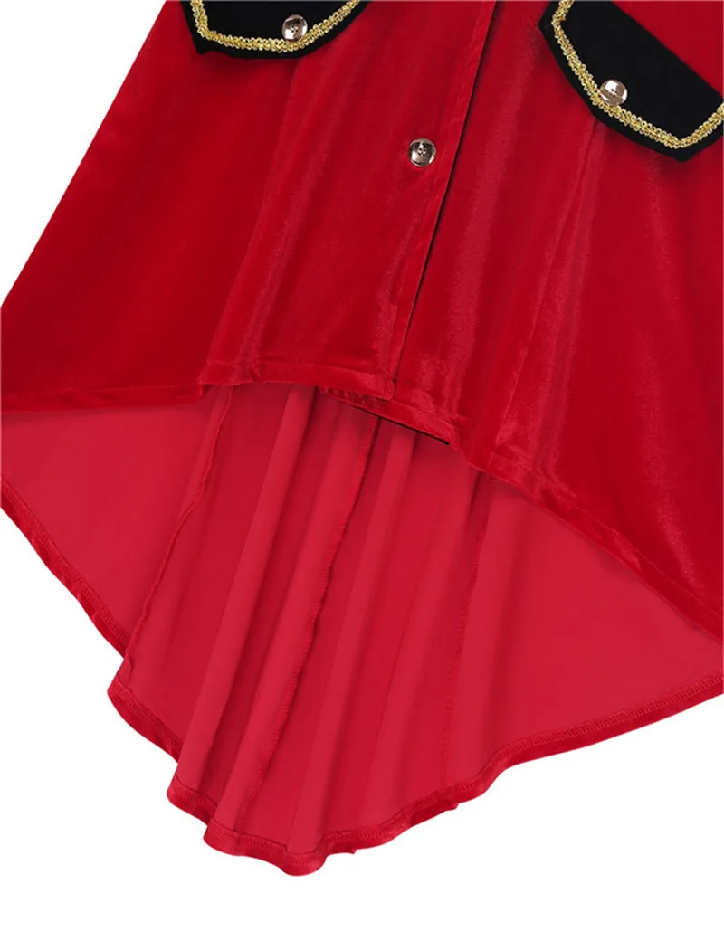 2Pcs Women Halloween Cosplay Pirate Costume Lapel Collar Long Sleeves Gold Braid Trimmings Button Down Long Jacket Coat+ Belt