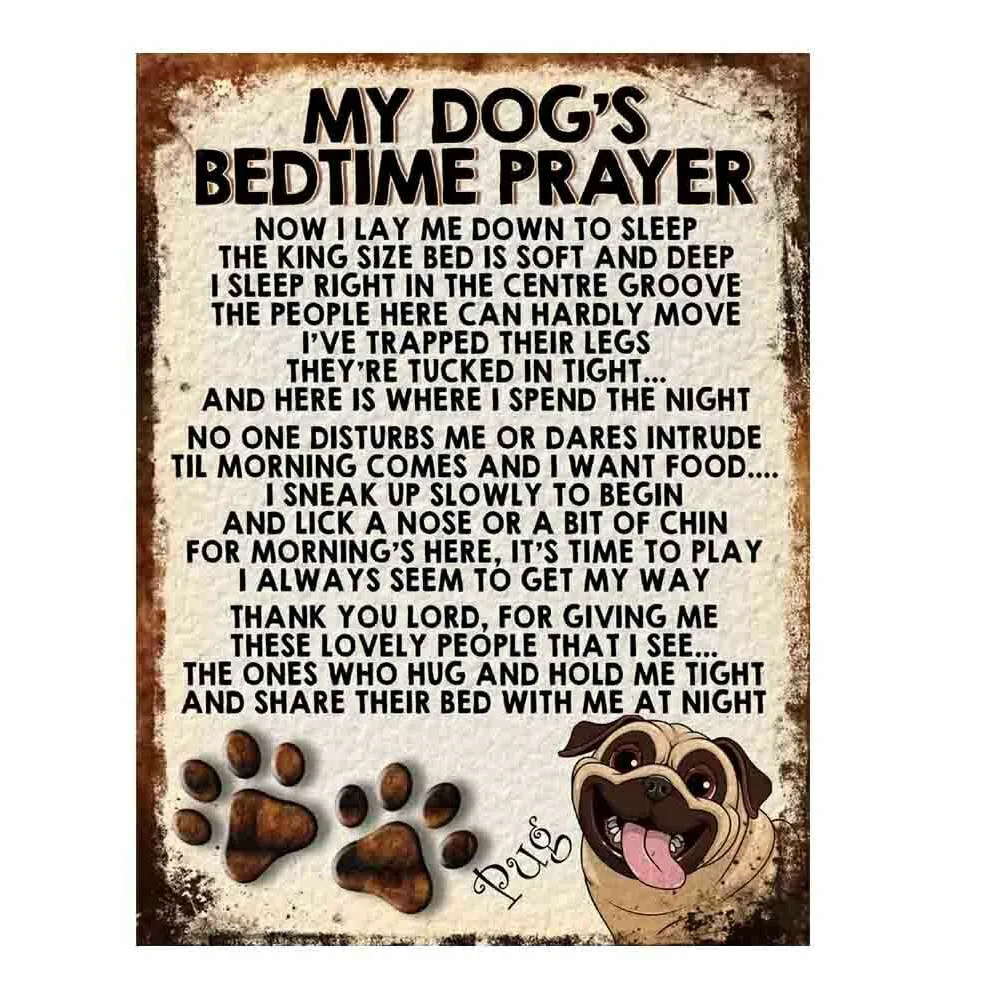 

Молитвенный Ретро металлический знак мопса потертый Шикарный декор табличка настенный постер моя собака
