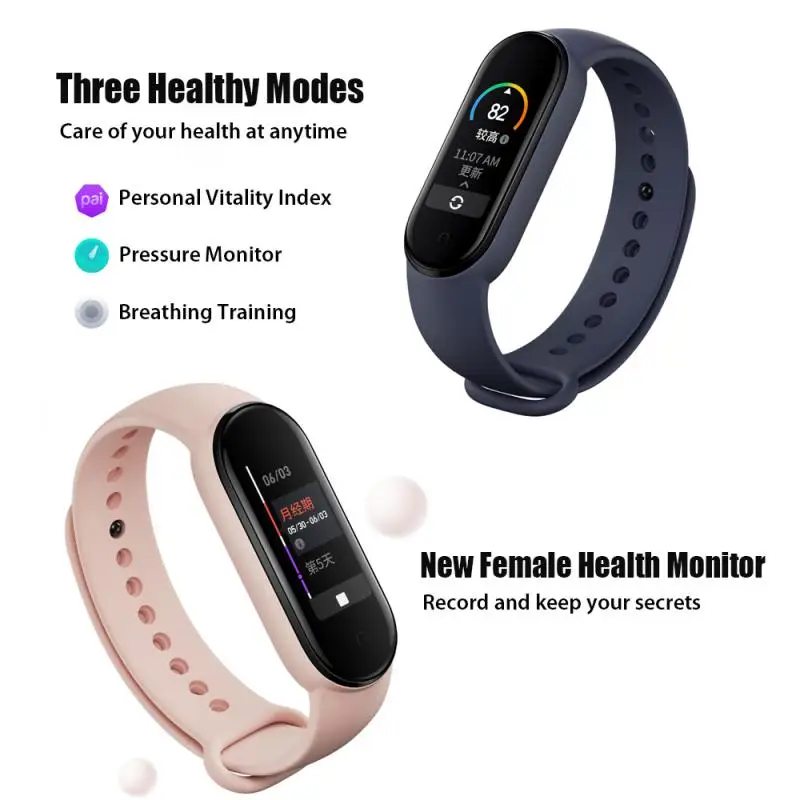Оригинальный Смарт браслет Xiaomi Mi Band 5 цветной дисплей AMOLED 1 дюйма пульсометр