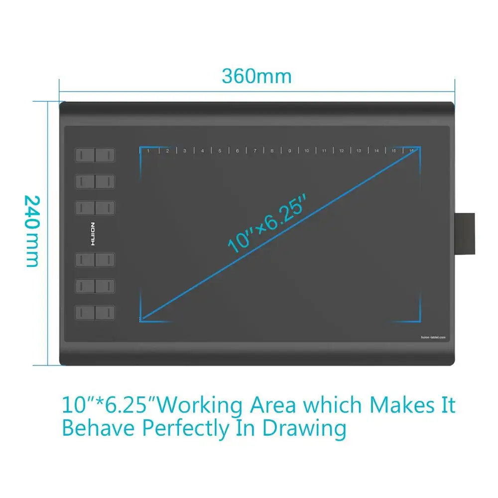 Цифровой планшет HUION 1060 PLUS графический с 8192 уровнями для рисования анимации перьевым вводом 8 Гб