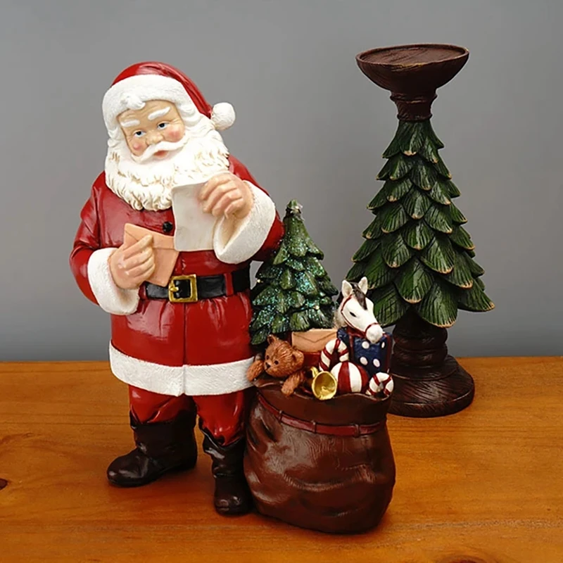 

Modern Santa Tree Gifts Sculptures Figurines Christmas Decorations for Interior Room Home Decor Craft