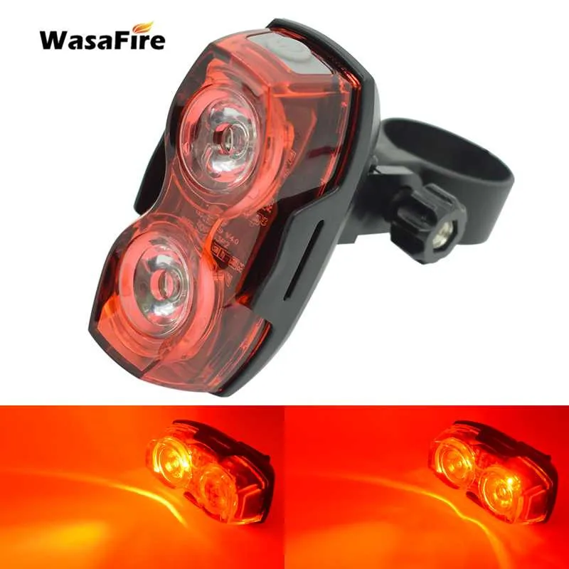 

WasaFire Bike Tail Light 2 LED Red Taillight 3 Modes Mountain Road Bicycle Rear Light Waterproof Night Safety Warning Flashlight