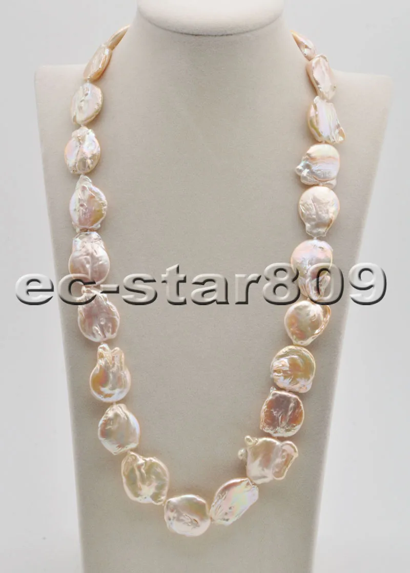 

P6536 24" 23mm Pink Baroque Coin KESHI PEARL NECKLACE Choker