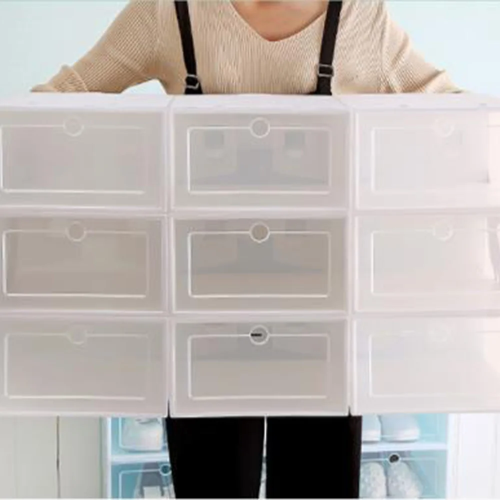 

24PCS Transparent Stackable Shoes Storage Box Thicken Shoe Container Shoes Box - Size (White)