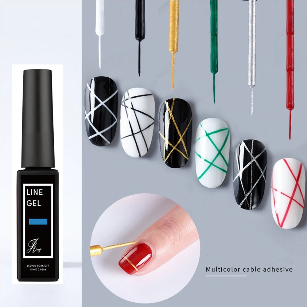 

1Bottle-15ml Nail Art Line Polish Drawing Gel Kit For Painting Acrylic Nails DIY Draw Polish Liner Spider UV Painting Gel 501(2)