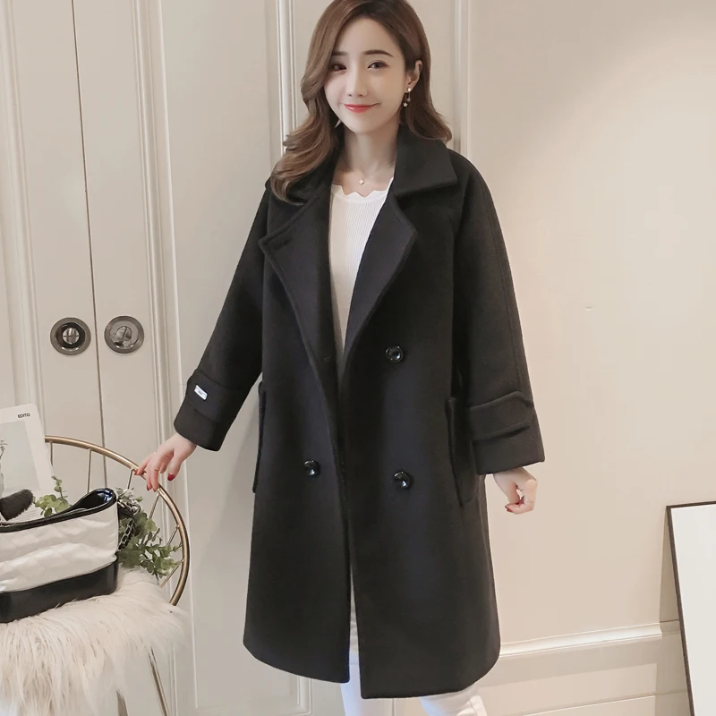 

Woolen coat women's middle and long 2020 new autumn / winter Korean version popular Hepburn style, thin and versatile