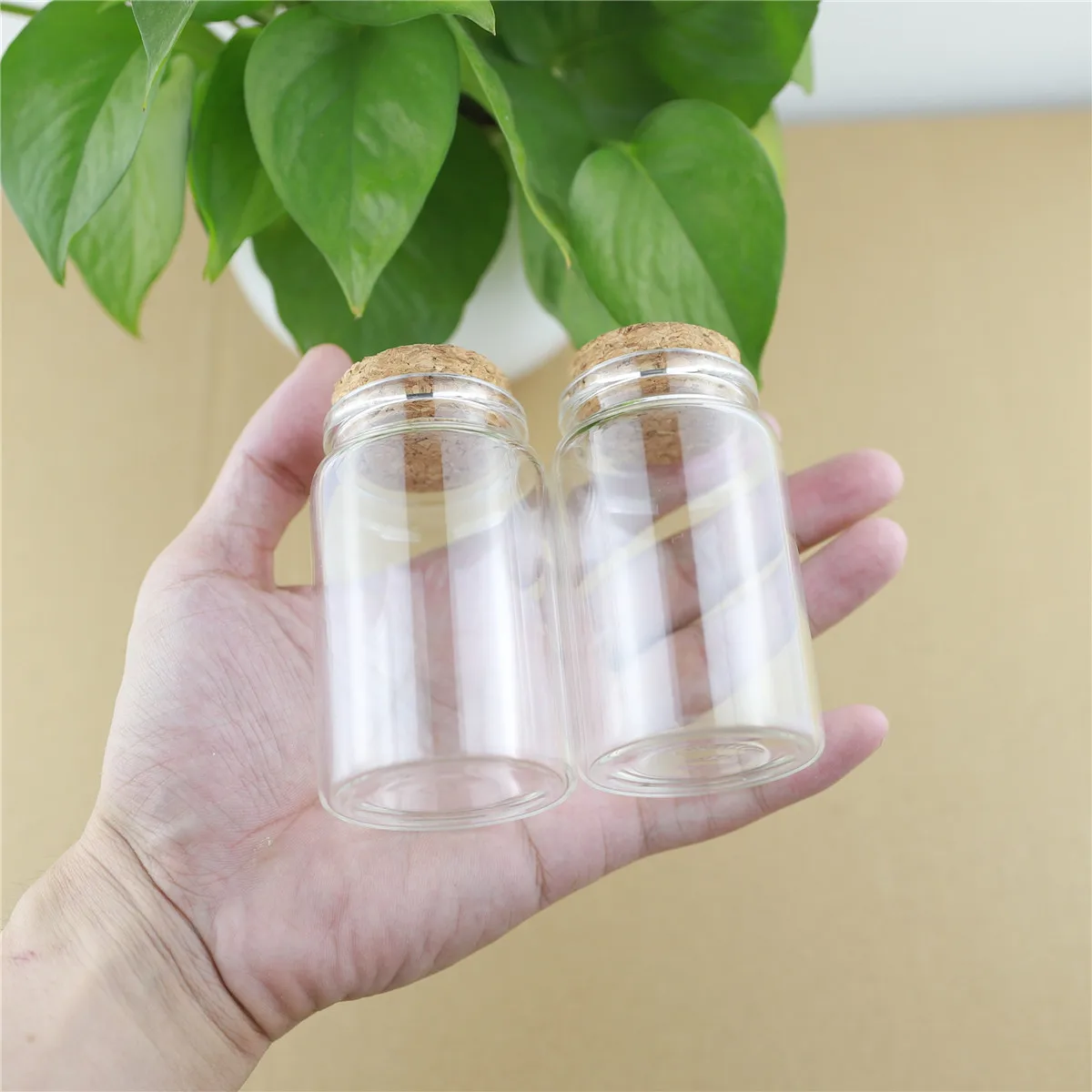 

12pcs/lot 47*80mm 90ml Cork Stopper Glass Bottles Spicy Storage Jar Bottle Containers Glass spice candy Jars Vials DIY Craft