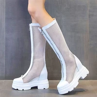 increasing height sandals women cow leather platform wedge knee high boots high heels party pumps shoe 34 35 36 37 38 39