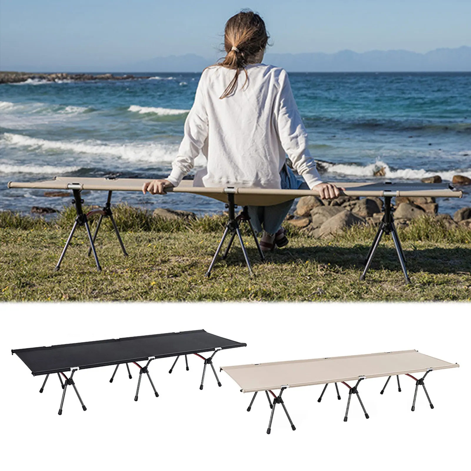 

Bearing 150kg Outdoor Travel Ultralight Camping Mat Bed Foldable Sturdy Portable Office Break Single Cot Folding Tent Bed Cot