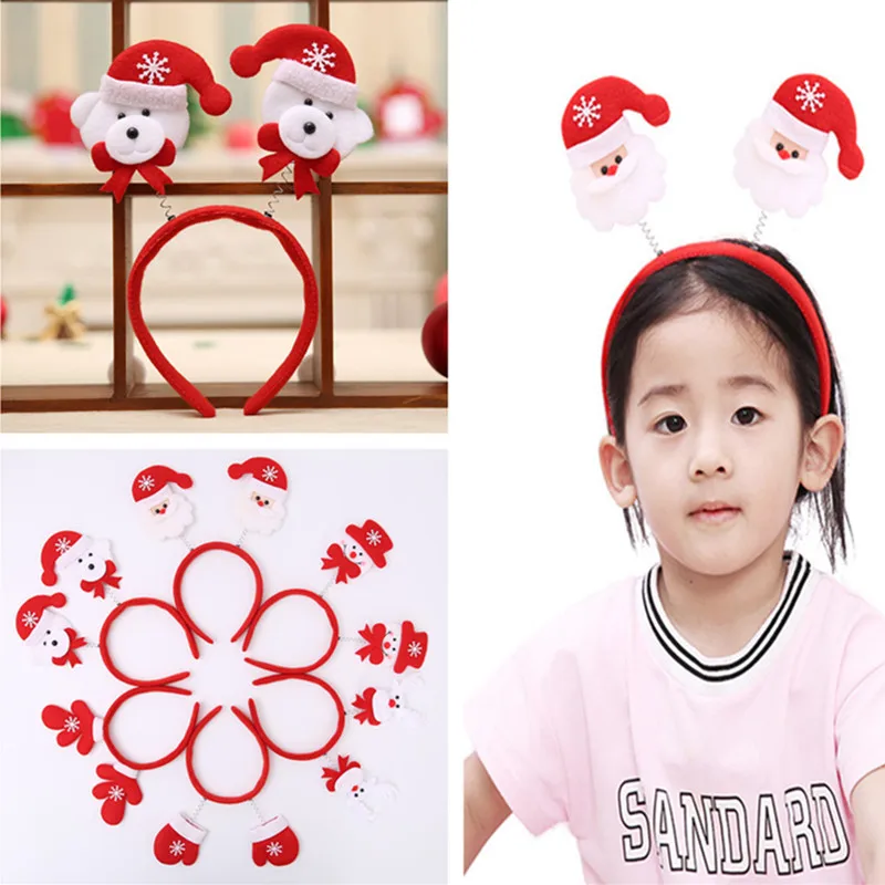 Повязка на голову с новогодним изображением снеговика Санта-Клауса лосят