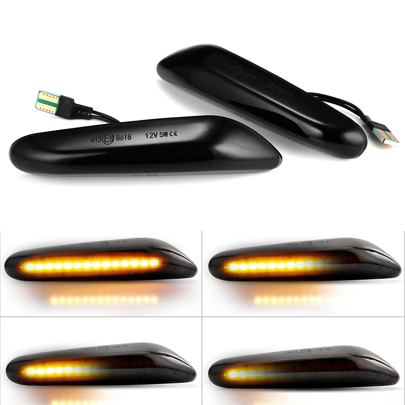 2pcs For BMW E90 E91 E92 E93 E60 E87 E82 E46 Error Free LED Dynamic Side Marker Turn Signal Light Sequential Blinker Light