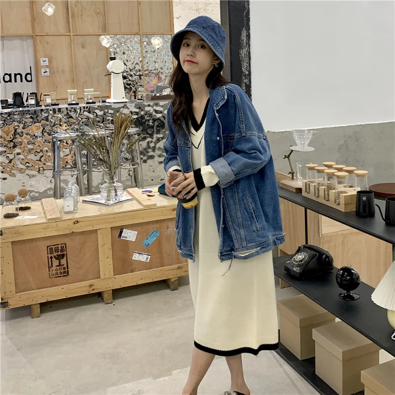

Make firm offers qiu dong with v-neck long hair dress over-the-knee female coat inside take render dress