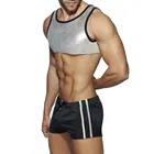 Комплект одежды мужской из 2 предметов, короткий топ без рукавов и короткие штаны, Клубная одежда для геев, Облегающая майка и шорты канго для вечеринки