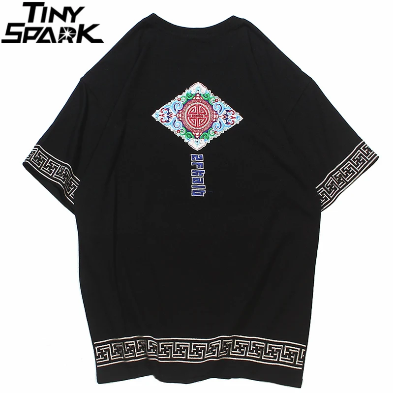 

2021 Мужская Уличная футболка в стиле хип-хоп с вышивкой в китайском стиле, футболка с буквенным принтом Harajuku, хлопковые повседневные летние т...