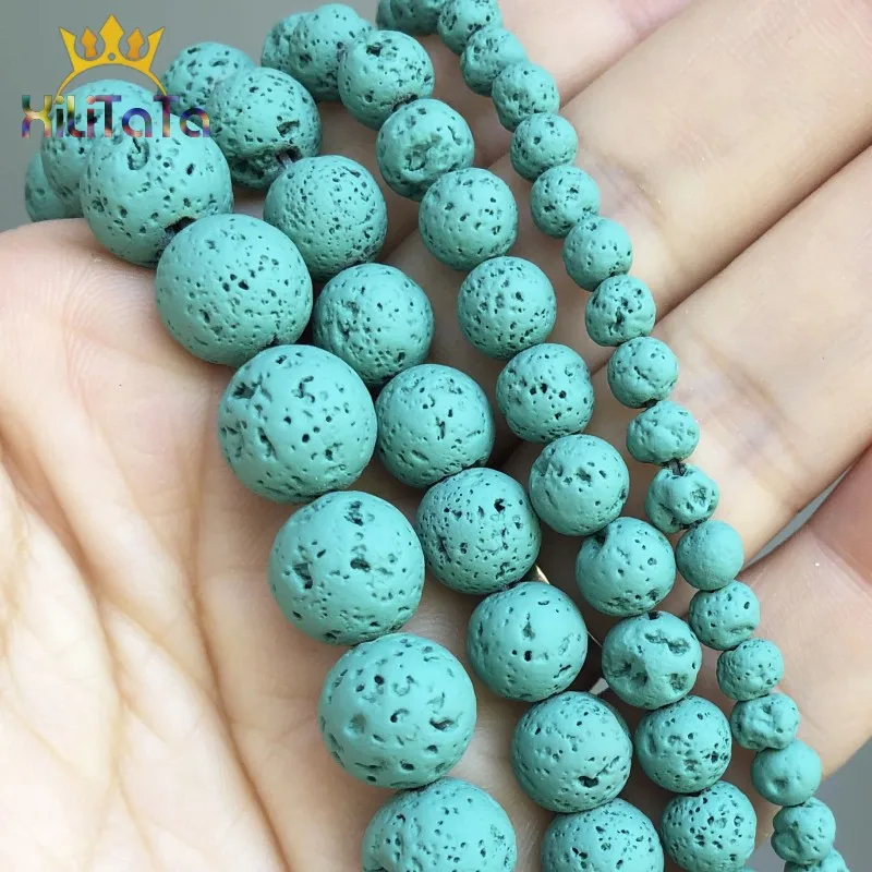 Бусины из натурального камня трава зеленый вулканический лавового гематит