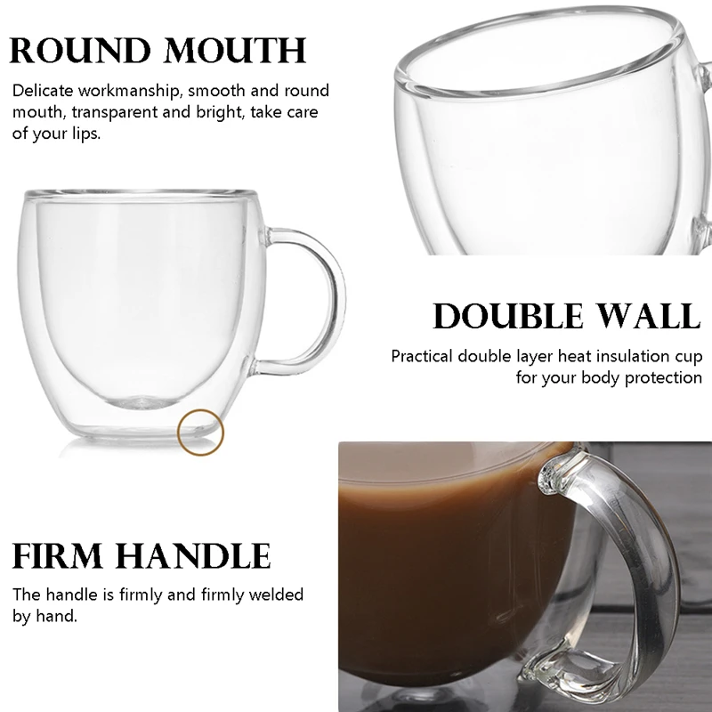 

Transparent Glass Coffee Cup Milk Whiskey Tea Beer Double Creative Heat Resistant Cocktail Vodka Wine Mug Drinkware Tumbler Cups