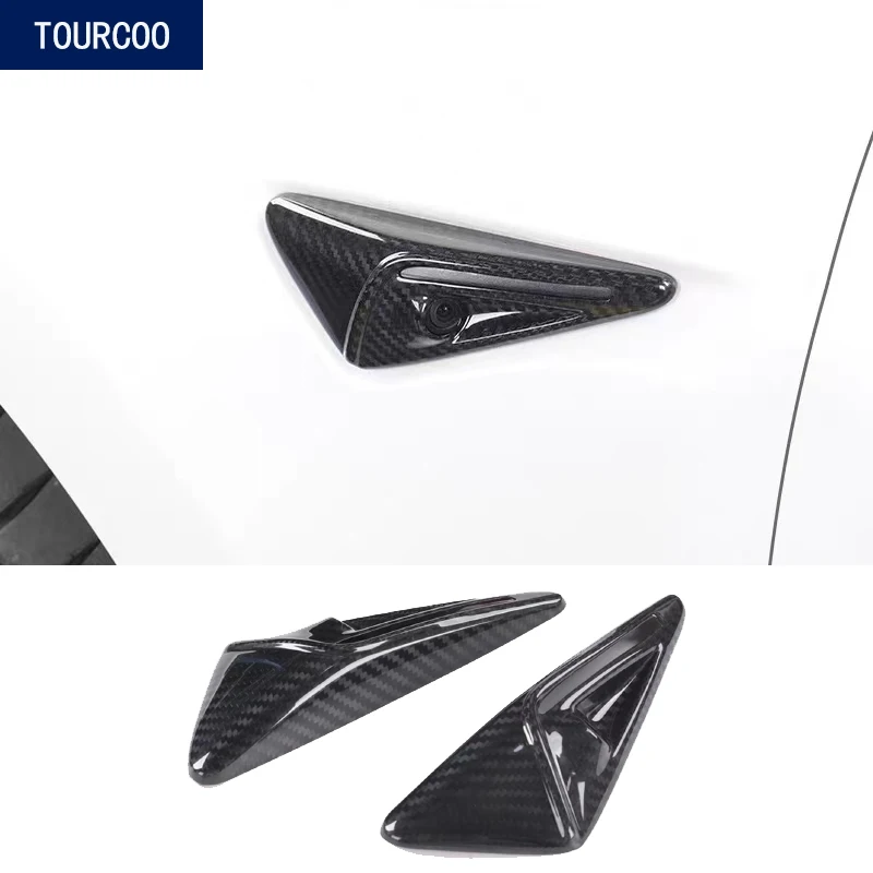 Car Fender Side Camera Dry Carbon Fiber Protective Cover for Tesla Model 3 Y S X 2018-2021 Car Modification Accessories