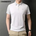 Мужская летняя рубашка-поло COODRONY, с коротким рукавом, с контрастной строчкой, C5267S