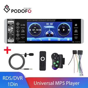 Универсальный автомобильный радиоприемник Podofo, 1 Din, 5,1 дюйма, с RDS, MP5, голосовым помощником, FM, USB, SD, DVR, сенсорным экраном