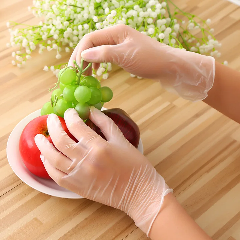 20PCS Food Grade Disposable vinyl Gloves Anti-static Plastic For Cleaning Cooking Restaurant Kitchen Accessories | Дом и сад