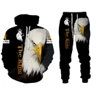 Спортивный костюм с 3D-принтом животных, комплект из 2 предметов, спортивные штаны и толстовка, унисекс, мужская мода, осенняя спортивная одежда оверсайз, спортивные штаны для мужчин