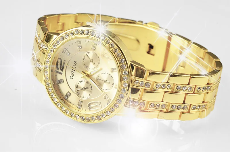 Топ брендовые Женевские часы модные роскошные женские из нержавеющей стали