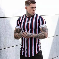sik silk 2021 summer mens new casual t shirt fashion striped tide brand hip hop short sleeved street clothing sports slim tops