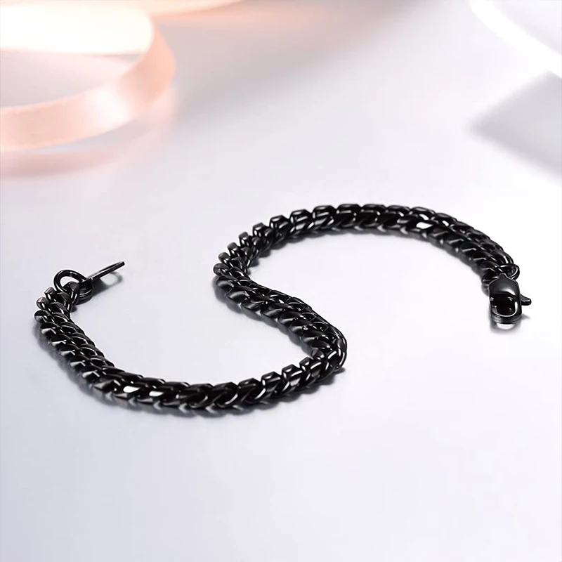 bracelet men Chain on hand cuban link Steel mens braclet wide stainless steel male accessories man bracelets Rock | Украшения и