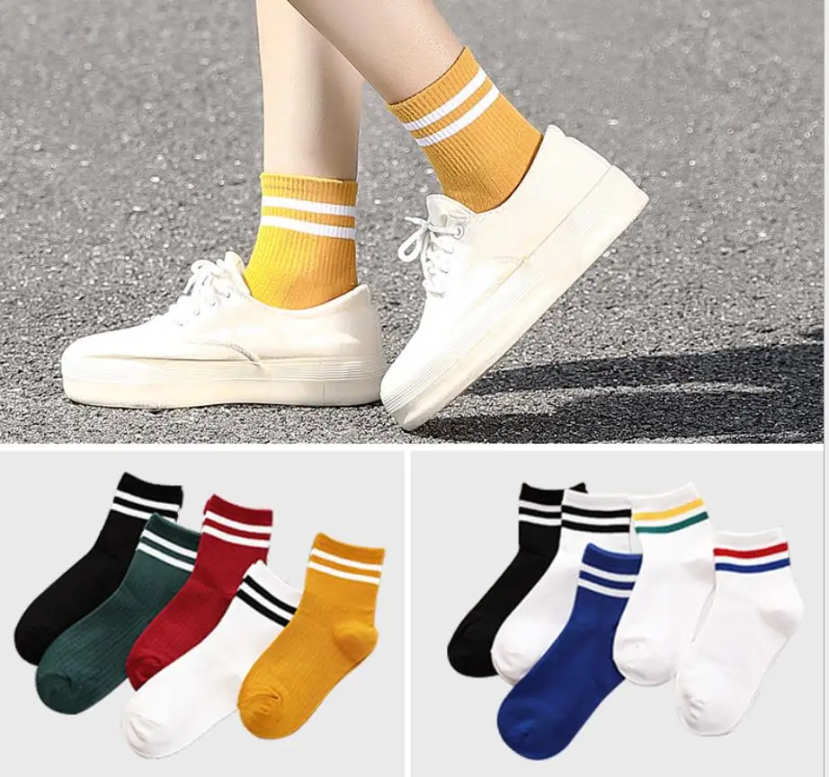5 пар носков в Корейском стиле сезон осень зима японские спортивные женские носки