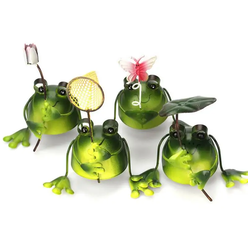 4 шт Настольные статуэтки Железный набор лягушек орнамент микро пейзаж