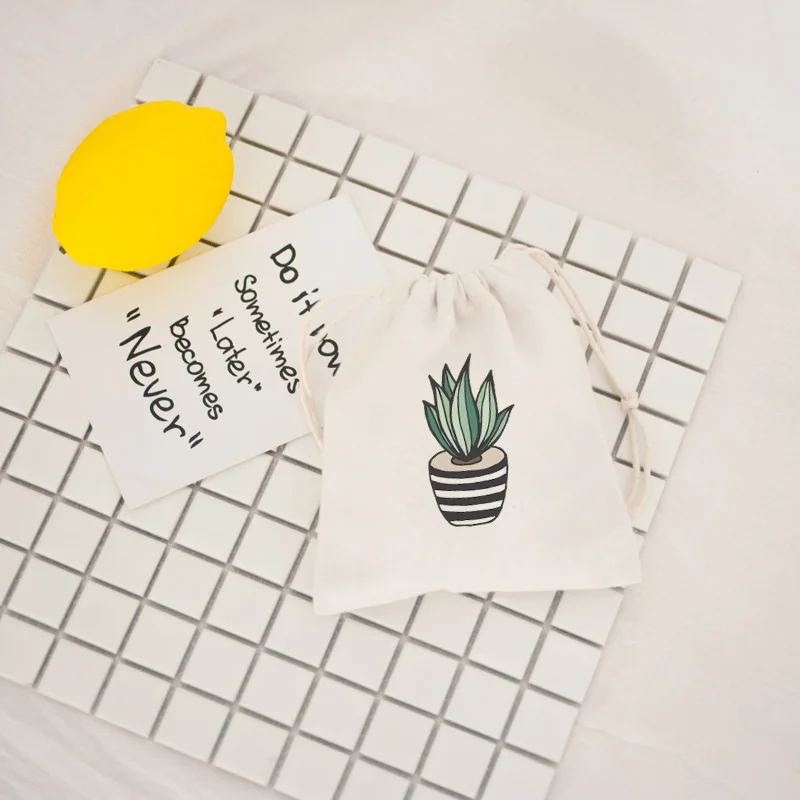 Кактус напечатанный букет во рту хлопковые на шнурке для хранения из