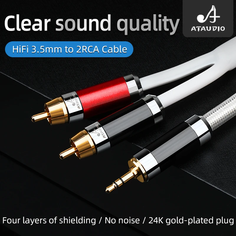 

Hi-Fi 3,5 мм до 2RCA кабель Медь и серебро 3,5 мм Джек 2RCA сплиттер папа-папа Aux кабель для ТВ ПК усилители DVD Динамик провода