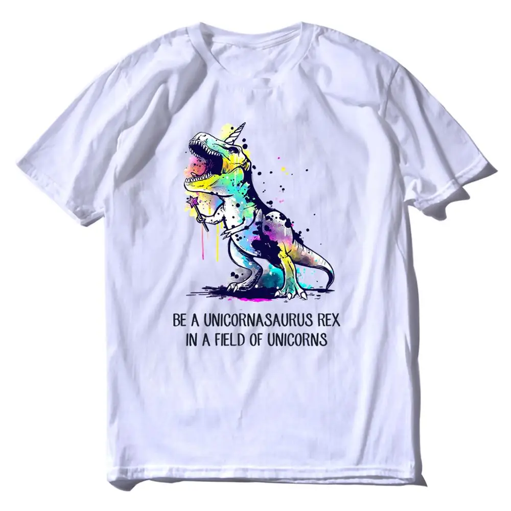 

Men Women O Neck Short Sleeve Cotton T Shirt Fashion Be A Unicorns Rex In A Field Of Unicorns Print T-shirt Women Gift 2020